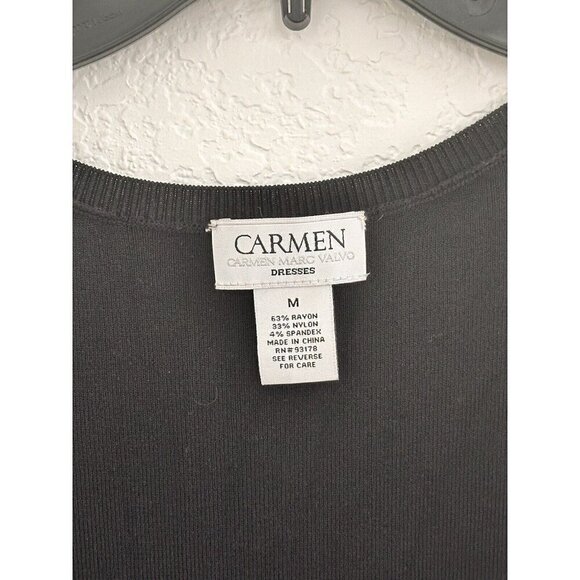 Carmen Marc Valvo Black / Grey Geometric Bodycon Sleeveless Knit Dress. Size M - Picture 4 of 9
